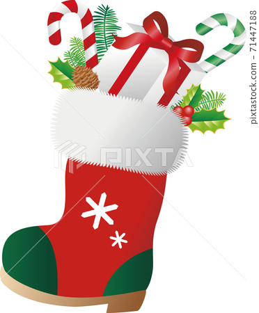 聖誕禮物聖誕靴插畫素材 71447188