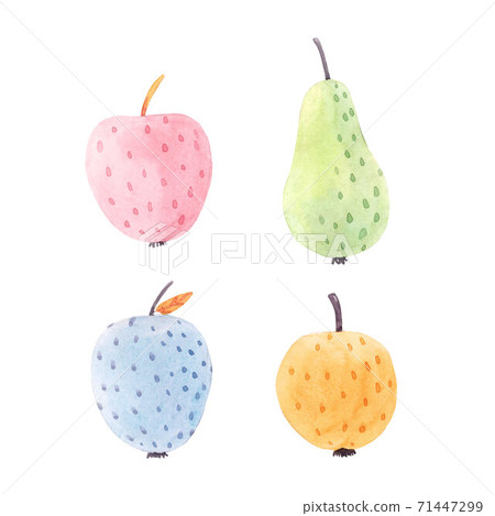 Beautiful set with cute abstract watercolor apple and pear fruits. Stock illustration. Beautiful set with cute abstract watercolor apple and pear fruits. Stock illustration. 71447299