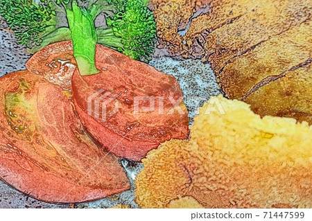自製和簡單的自製“牛肉翅肉牛排”彩色鉛筆素描風格 71447599