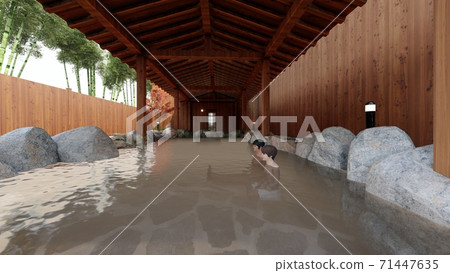 Hot spring open-air bath Men's bath Illustration 66 71447635