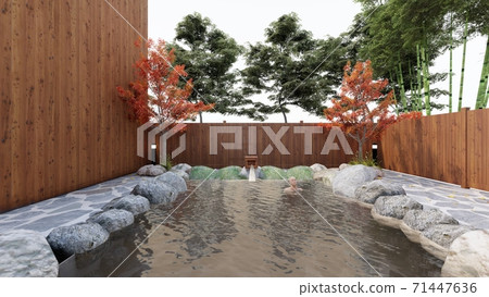 Hot spring open-air bath Men's bath Illustration 63 71447636