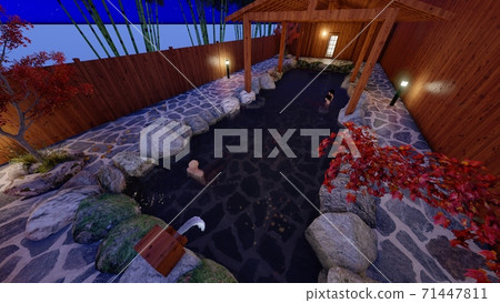 Hot spring open-air bath Men's bath Illustration 23 71447811