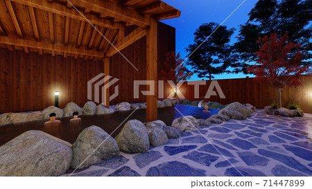 Hot spring open-air bath Men's bath Illustration 16 71447899