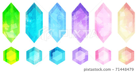 水彩風格多彩的寶石 71448479
