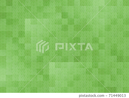 Yellow-green modern and chic New Year's New Year background material illustration kimono Japanese pattern Qinghai wave Seigai 71449013