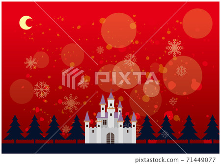 Snowflake background European castle Snowflake background European castle 71449077
