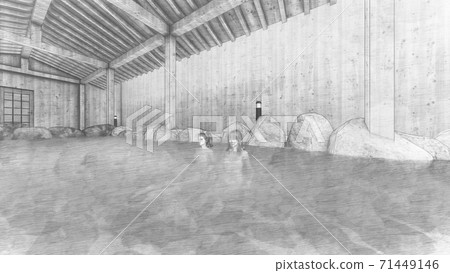 Hot spring open-air bath women's bath illustration 86 71449146