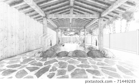 Hot spring open-air bath Women's bath Illustration 62 71449285