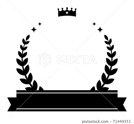 Simple black ranking decorative frame with laurels, crowns and ribbons 71449351