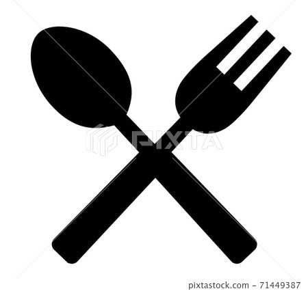 黑色的圖標,帶刀和湯匙穿越 黑色的圖標,帶刀和湯匙穿越 71449387