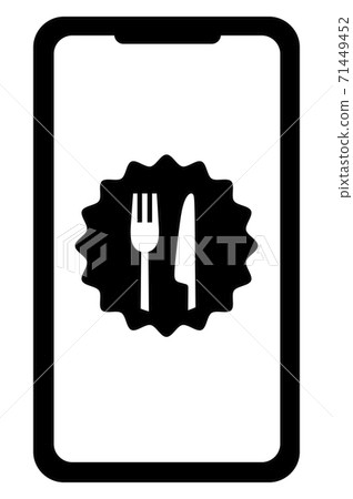 Knife and fork restaurant icons on your smartphone Knife and fork restaurant icons on your smartphone 71449452
