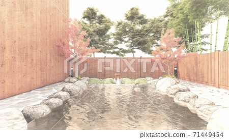 Hot spring open-air bath Women's bath Illustration 33 71449454