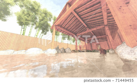 Hot spring open-air bath, women's bath, illustration 30 Hot spring open-air bath, women's bath, illustration 30 71449455