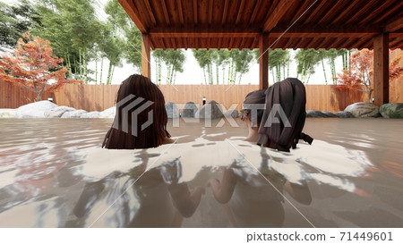 Hot spring open-air bath Women's bath Illustration 88 71449601