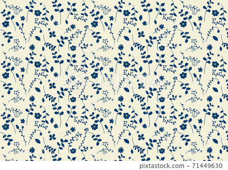 Scandinavian silhouette flower pattern (dark blue base) 71449630