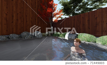 Hot spring open-air bath Women's bath Illustration 47 71449803