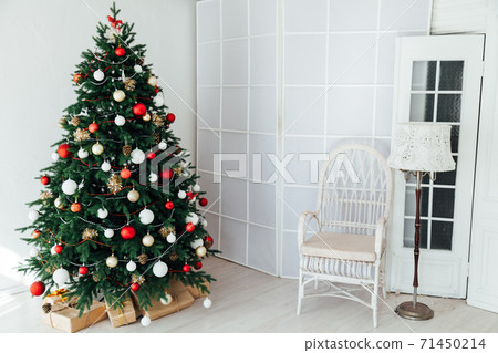 Christmas tree pine with gifts interior decor new year 2021 2022 Christmas tree pine with gifts interior decor new year 2021 2022 71450214