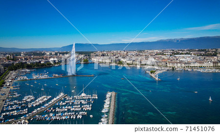 Lake Geneva in Switzerland from above 71451076