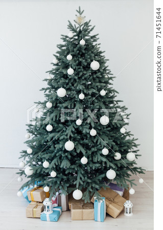 Christmas tree pine with gifts new year decor white 71451644