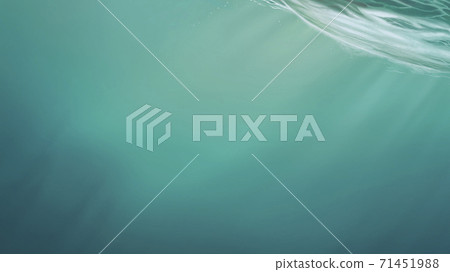 Depth ocean background realistic illustration. Atmospheric landscape of the sea horizon on a hollow day. The sun's rays make their way through the water. 71451988