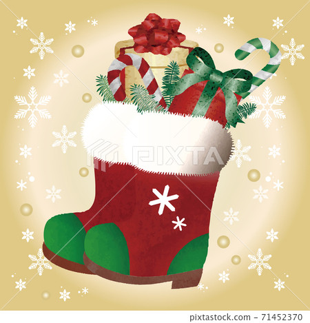 Christmas present Christmas boots watercolor illustration material 71452370