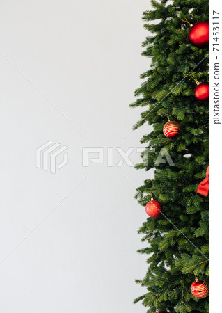 Christmas tree tree tree new year decor white background place for inscription Christmas tree tree tree new year decor white background place for inscription 71453117