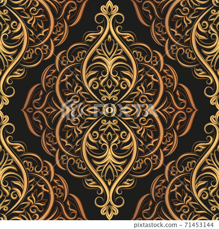 Gold and black damask vector seamless pattern. Gold and black damask vector seamless pattern. 71453144