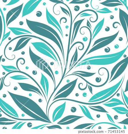 Turquoise and white leaves seamless pattern. Turquoise and white leaves seamless pattern. 71453145