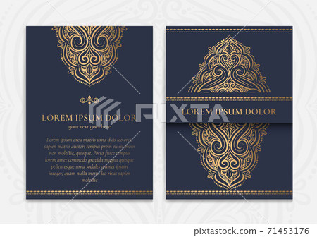 Dark blue and gold luxury invitation card design. Dark blue and gold luxury invitation card design. 71453176