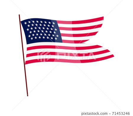 Waving flag. American flag on white background. National flag waving symbol. Banner design element 71453246