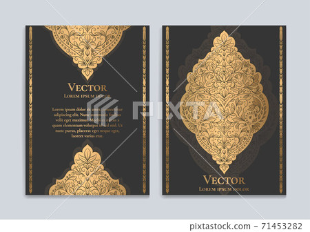 Black and gold luxury invitation card design. Black and gold luxury invitation card design. 71453282