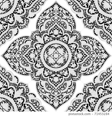 Black and white luxury ornament seamless pattern. Black and white luxury ornament seamless pattern. 71453284