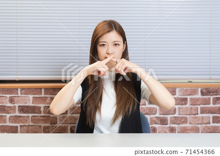Young woman making an NG gesture 71454366