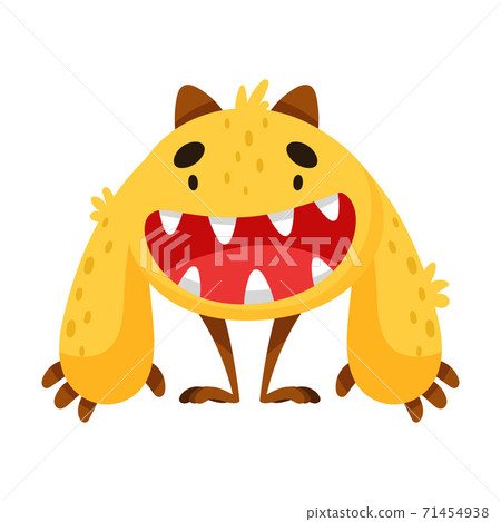 Orange Monster with Teeth and Horns Standing and Smiling Vector Illustration Orange Monster with Teeth and Horns Standing and Smiling Vector Illustration 71454938