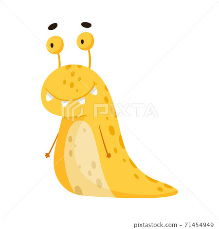 Funny Smiling Toothy Monster with Horns Vector Illustration 71454949