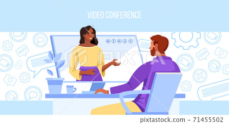 Video conference and call vector illustration...-插圖素材 [71455502] - PIXTA圖庫