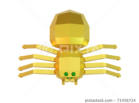 golden decorative spider isolated on white, 3d render 71456724