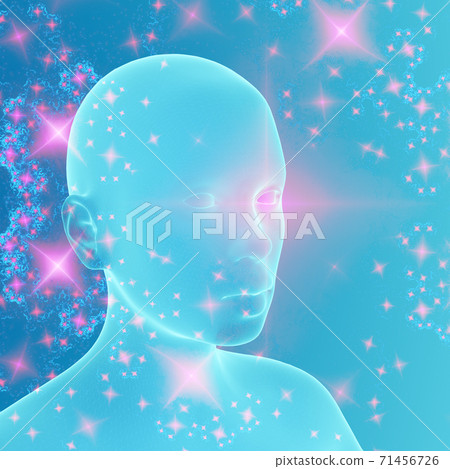 concept of soul or consciousness, knowing yourself, overmind, colored human model, 3d render 71456726