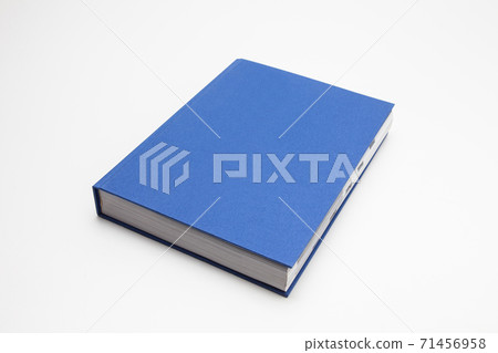 Blue book with no title on white background Blue book with no title on white background 71456958