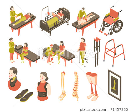 Orthopedics Clinic Isometric Recolor Icon Set 71457260