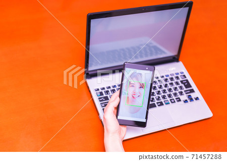 Face recognition security eKYC DX [Image of digitization of authentication] 71457288