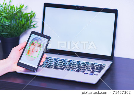 Face recognition security eKYC DX [Image of digitization of authentication] 71457302