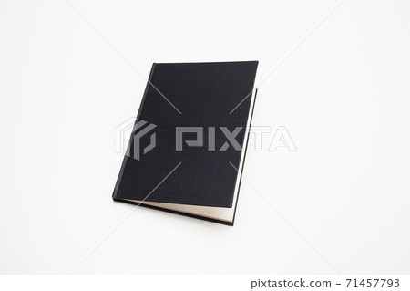 Light open Black blank book isolated on white background  71457793