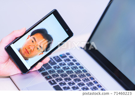 Face recognition security eKYC DX [Image of digitization of authentication] 71460223