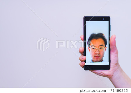 Face recognition security eKYC DX [Image of digitization of authentication] 71460225