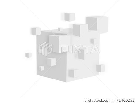 漂浮在白色背景上的多個白色立方體 漂浮在白色背景上的多個白色立方體 71460252
