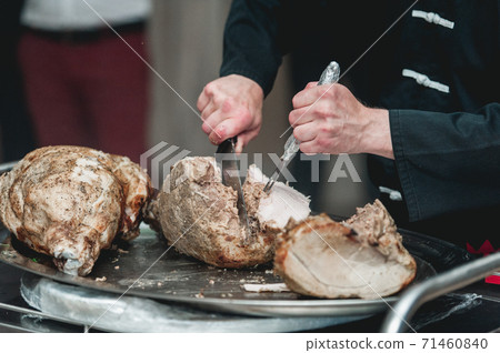 appetizing grilled meat on fire close-up. appetizing grilled meat on fire close-up. 71460840