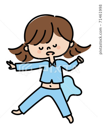 Illustration of a girl who has been bed-wetting 71461998