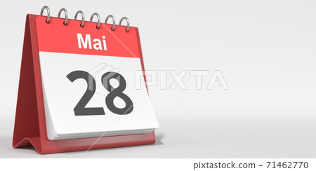 May 28 date written in French on the flip calendar page, 3d rendering May 28 date written in French on the flip calendar page, 3d rendering 71462770