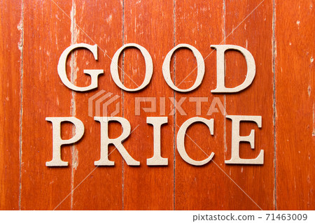 Alphabet letter in word good price on old red color wood plate background Alphabet letter in word good price on old red color wood plate background 71463009